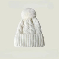 Gorro Invierno Mujer Pompón Piel - Tejido Twist Plush Beanie Ski Snow Cálido