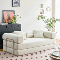 Moroccan Luxury Folding Sofa Bed - Elastic Armrest Lounge with Phone Holder