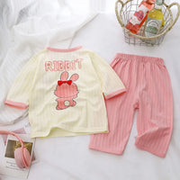 Kids Cotton Pajama Set - Cartoon Print Long Sleeve PJs | Ages 3-8Y