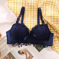 Sostén Sin Aro para Mujer con Encaje - Bra Cómodo y Sexy Negro/Blanco