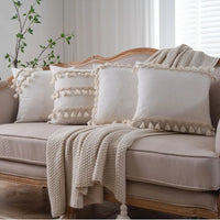 Wabi Sabi Linen & Cotton Fringe Cushion Cover | Handmade Boho Pillow Case