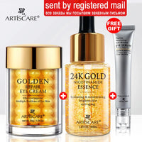 ARTISCARE 24K Gold Skincare Set – Face Essence + Eye Cream + Peptide Roller | Dark Circles & Anti-Aging
