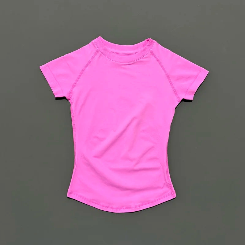 Women's Seamless Workout Top – Short Sleeve Yoga & Gym T-Shirt | Slim Fit Activewear