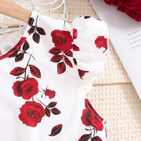Girls Floral Princess Dress with Belt - Ruffled Sleeve Tulle Formal Dress