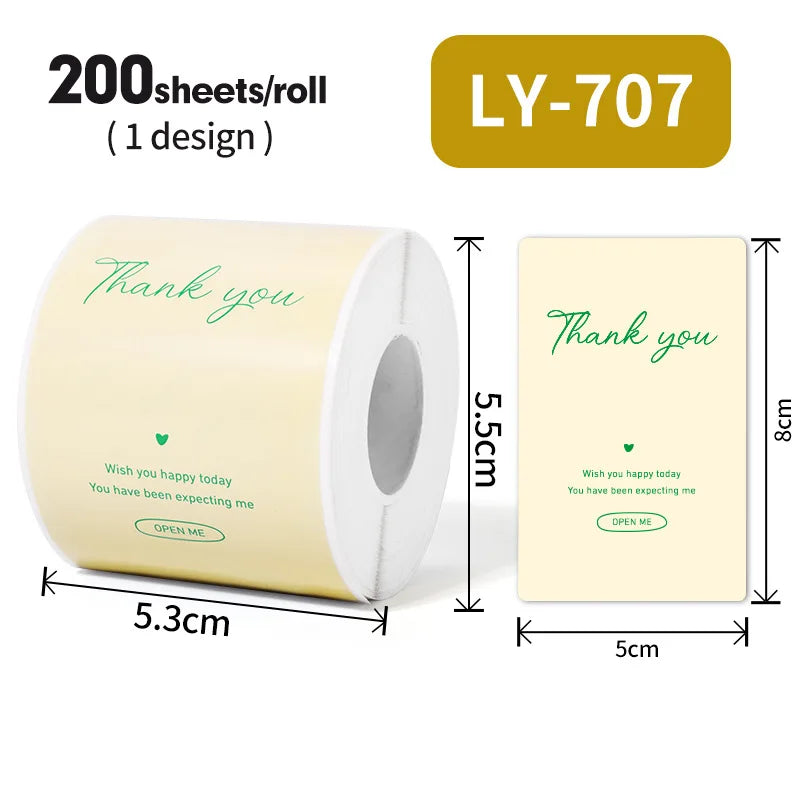 120-200Sheets/Roll Thank You Stickers DIY Decor Labels for Cake Bakery Baking Decoration Self-adhesive Label Gift Wrap Sticker