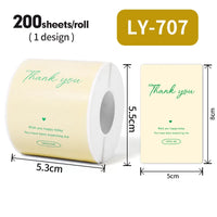 120-200Sheets/Roll Thank You Stickers DIY Decor Labels for Cake Bakery Baking Decoration Self-adhesive Label Gift Wrap Sticker