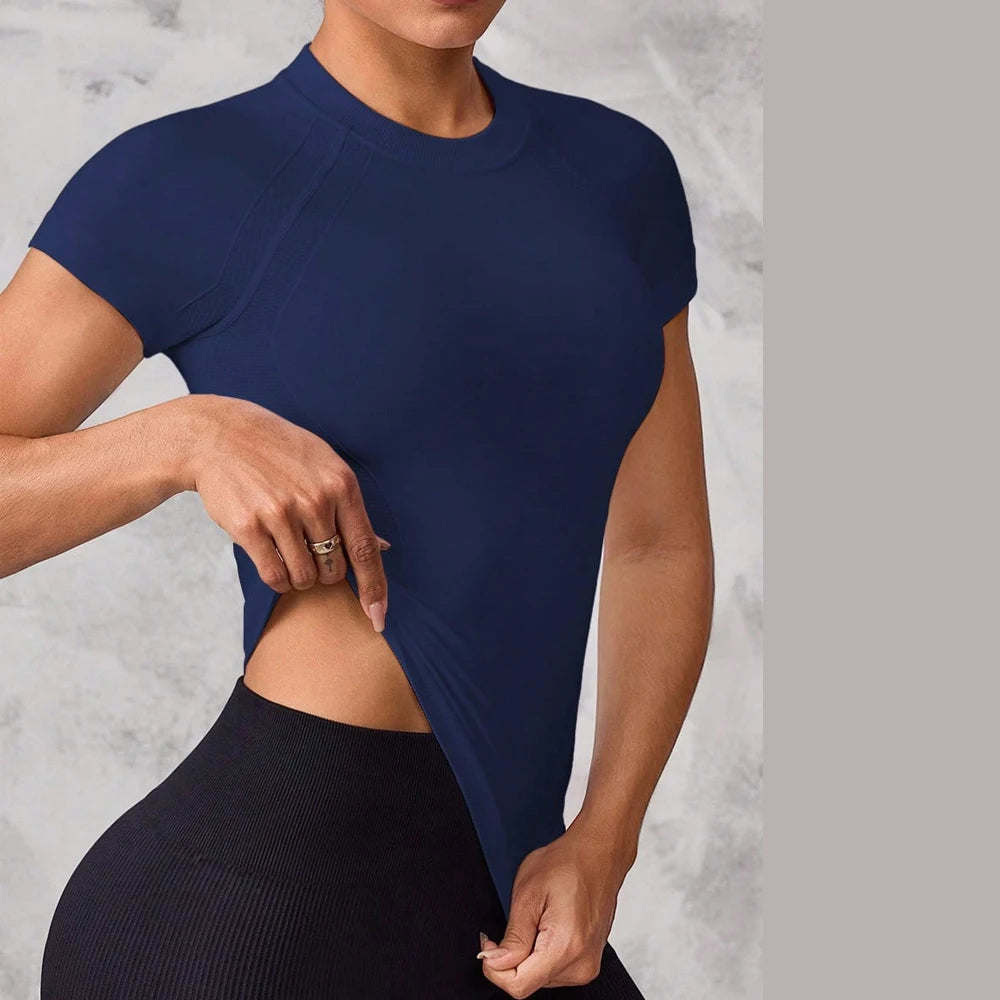 Women's Short-Sleeve Sports Top | Breathable Quick-Dry Nylon for Running & Yoga