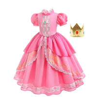 Lace Puff Sleeve Ball Gown – Elegant Princess Party Dress for Girls Ages 4–8