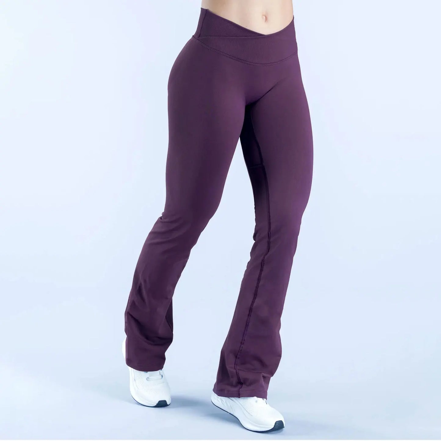Pantalones Acampanados Yoga Mujer - Cintura Cruzada Seamless Fitness Wide Leg
