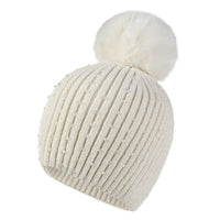 Gorro Invierno Mujer con Pompones y Perlas - Beanie Lana Tejido Cálido y Elegante