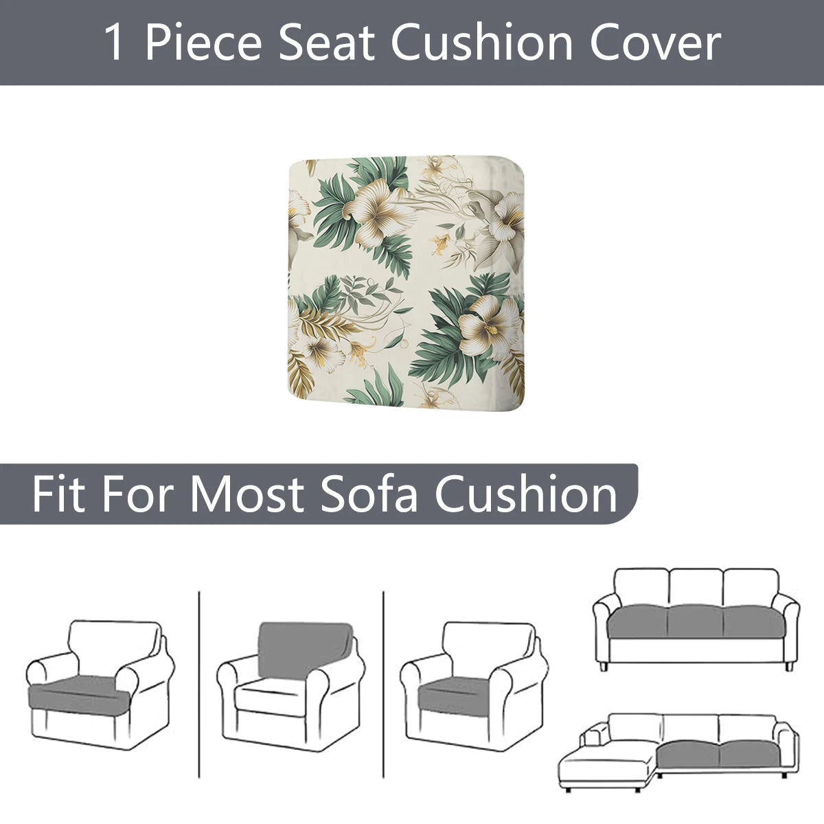 Floral Outdoor Sofa Cushion Cover | Elastic Stretch Patio Sofa Back Cover