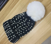 Gorro Invierno Mujer con Pompones y Perlas - Beanie Lana Tejido Cálido y Elegante