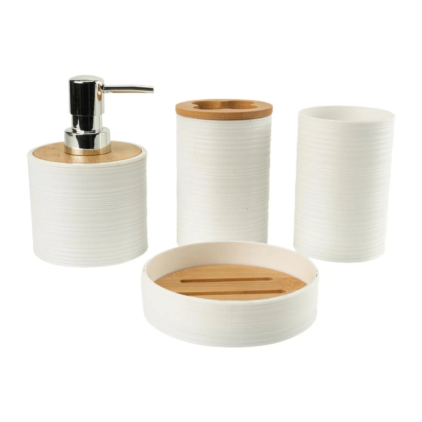 4-Piece Bathroom Accessories Set | Soap Dispenser, Toothbrush Holder, Cup & Soap Dish