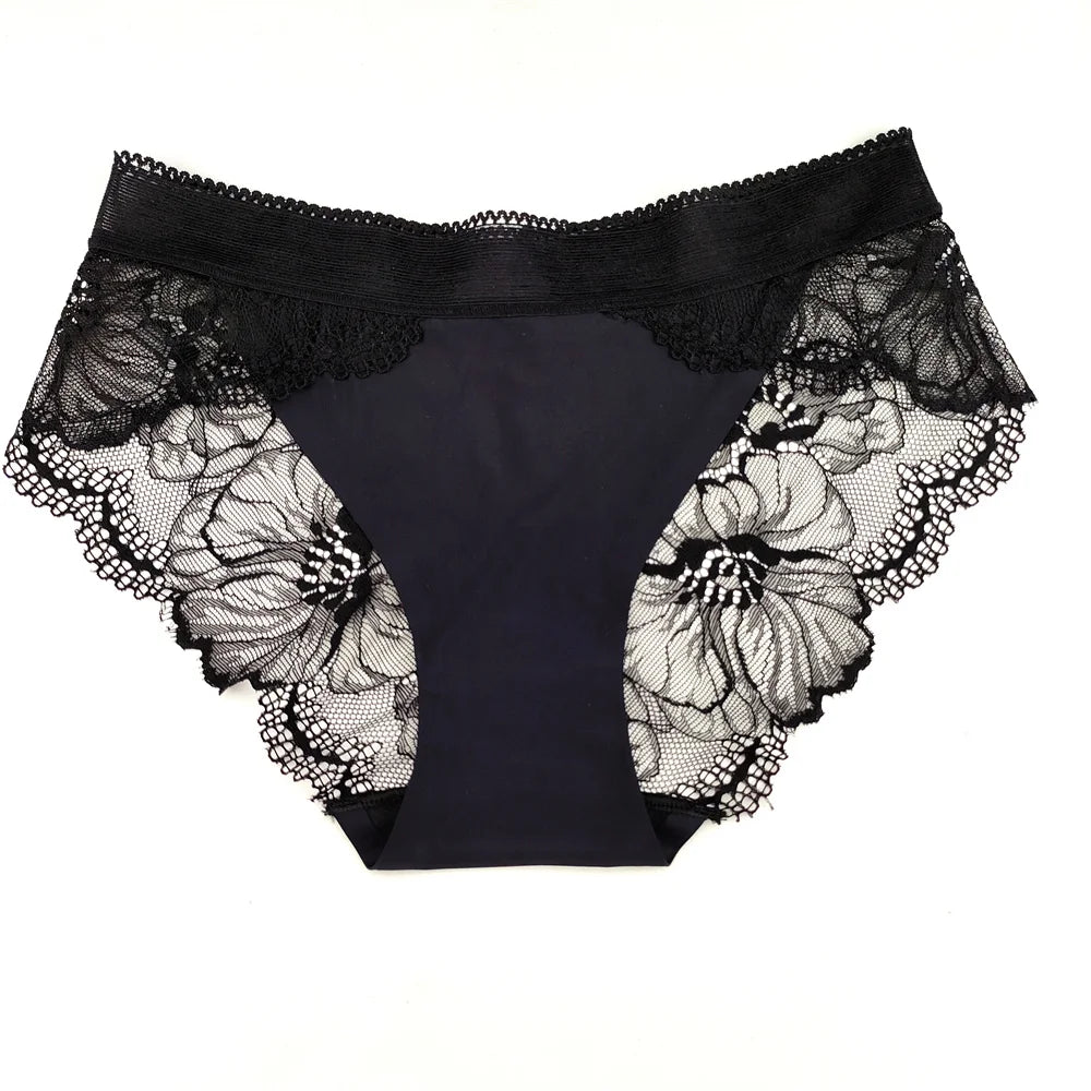 Panty Sin Costuras de Encaje Rosa Sexy - Lencería Transparente S-XL
