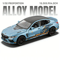 Modelo Auto BMW M8/M4 1:32 Aleación Diecast - Puertas Abren, Luz, Sonido y Pull Back Regalo Niños