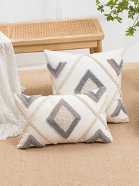 Diamond Loop Pile Jacquard Throw Pillow Cover | Geometric Textured Cushion Case