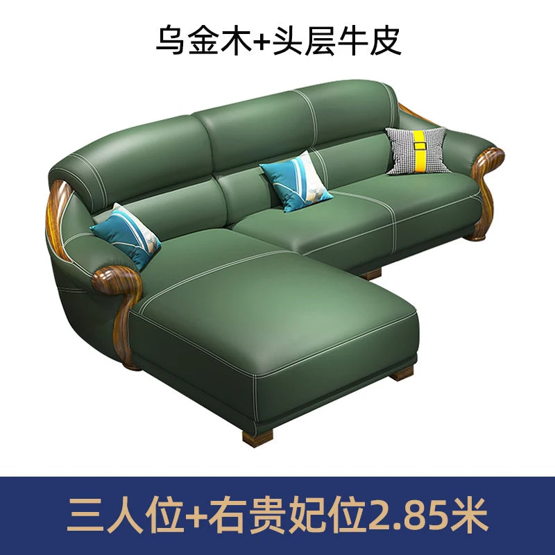 Designer Leather Recliner Corner Sofa - First Layer Cowhide L-Shape