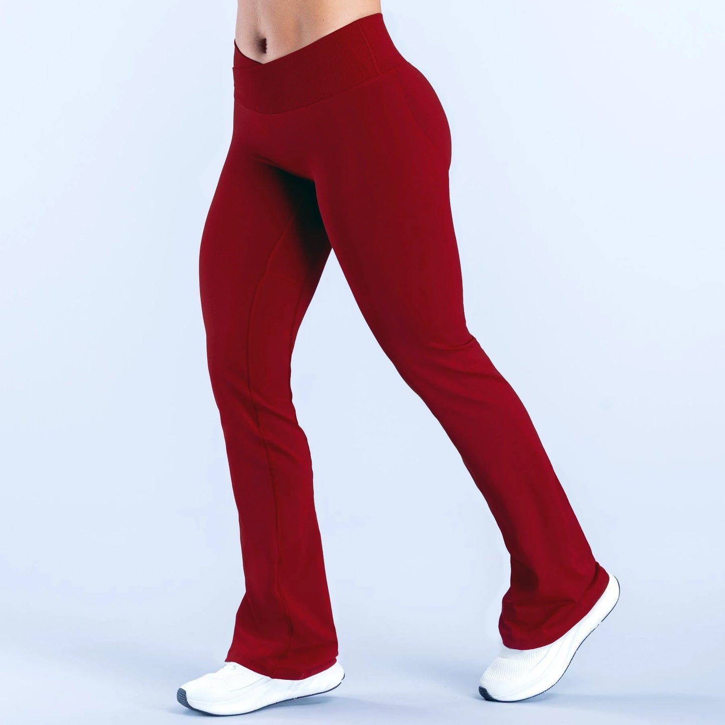 Pantalones Acampanados Yoga Mujer - Cintura Cruzada Seamless Fitness Wide Leg