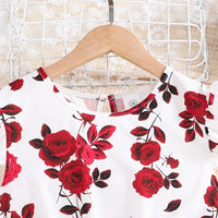 Girls Floral Princess Dress with Belt - Ruffled Sleeve Tulle Formal Dress