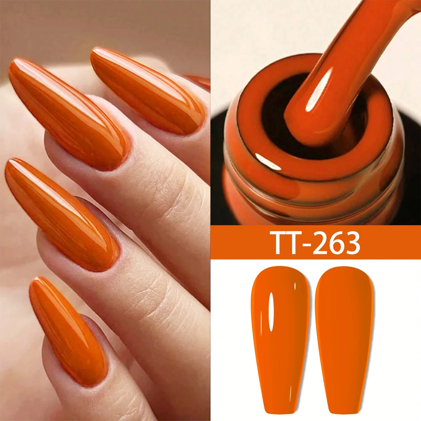 Soak-Off UV/LED Gel Nail Polish — Brown, Orange, Blue, Pink & Green Shades, 8ml