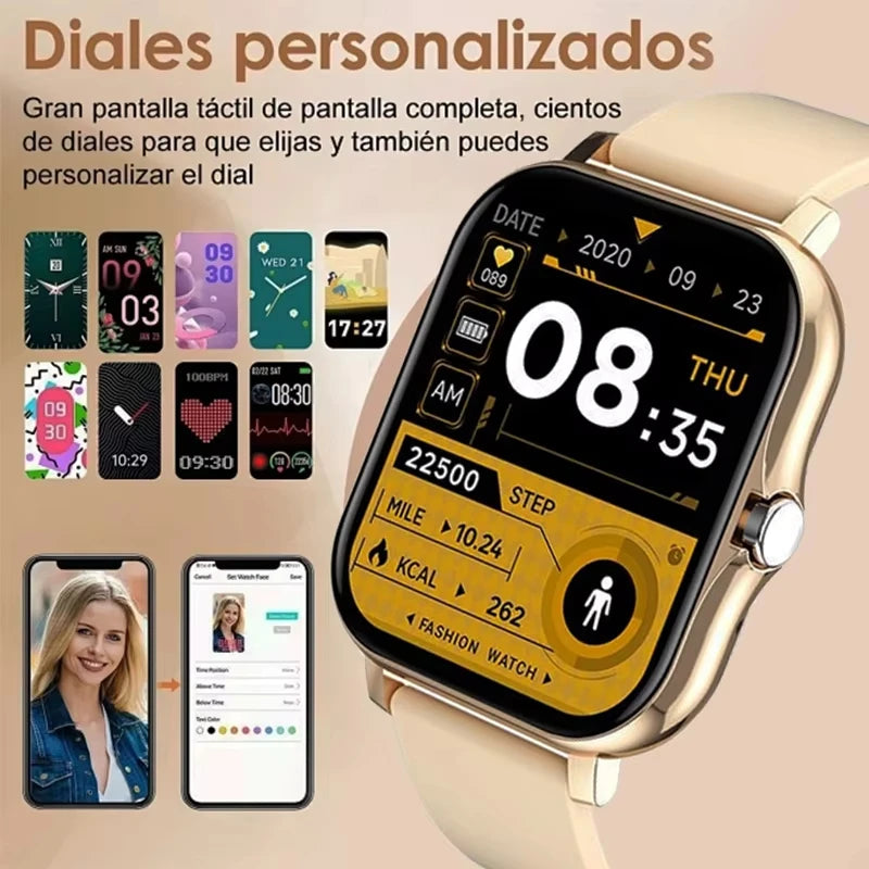 LAXASFIT Fashion Smart Watch | 1.85" AMOLED HD Bluetooth Calling Health Monitor 100+ Watch Faces for Men & Women