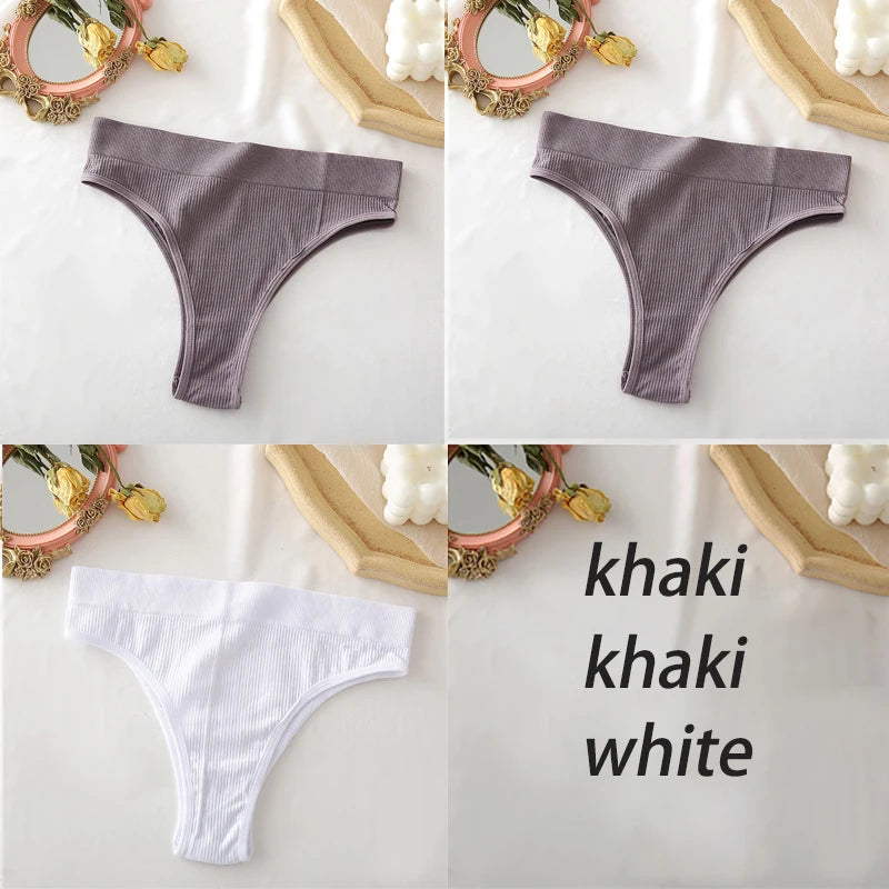 Set de 3 panties sin costuras de talle alto para mujer