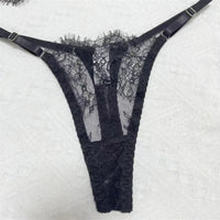 Conjunto de Lencería Sexy con Encaje Transparente - Sujetador Sin Relleno y Braguita