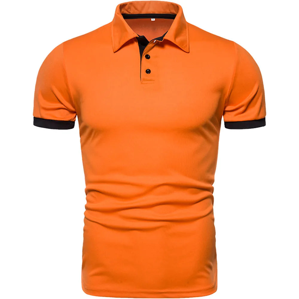 Men's Solid Color Short Sleeve Polo Shirt — Breathable, Everyday Casual
