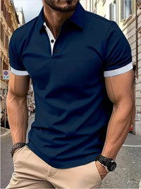 Men's Color Block Polo Shirt – Short Sleeve Casual Summer Top