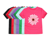 Girls 100% Cotton Flower Print T-Shirt | Sizes 2–14 Years | Pink & White