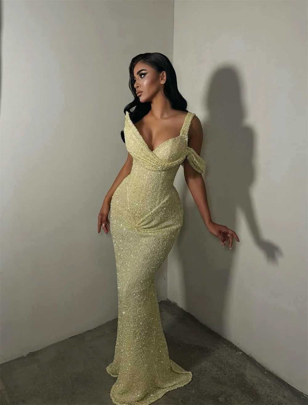 Mila Yellow Strapless Evening Dress - Elegant Sheath Gown