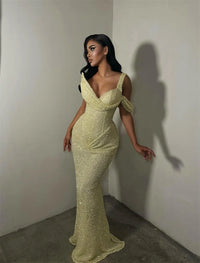 Mila Yellow Strapless Evening Dress - Elegant Sheath Gown