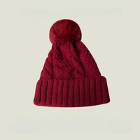 Gorro Invierno Mujer Pompón Piel - Tejido Twist Plush Beanie Ski Snow Cálido