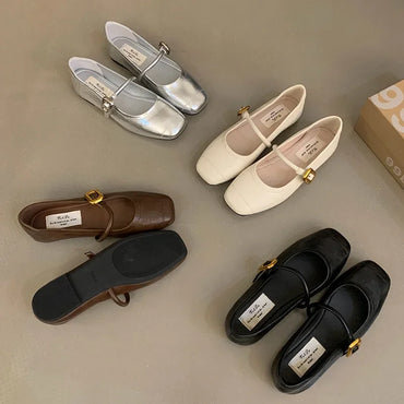 Women's Cute Ballerina Flats - Mary Jane Slip-On Loafers