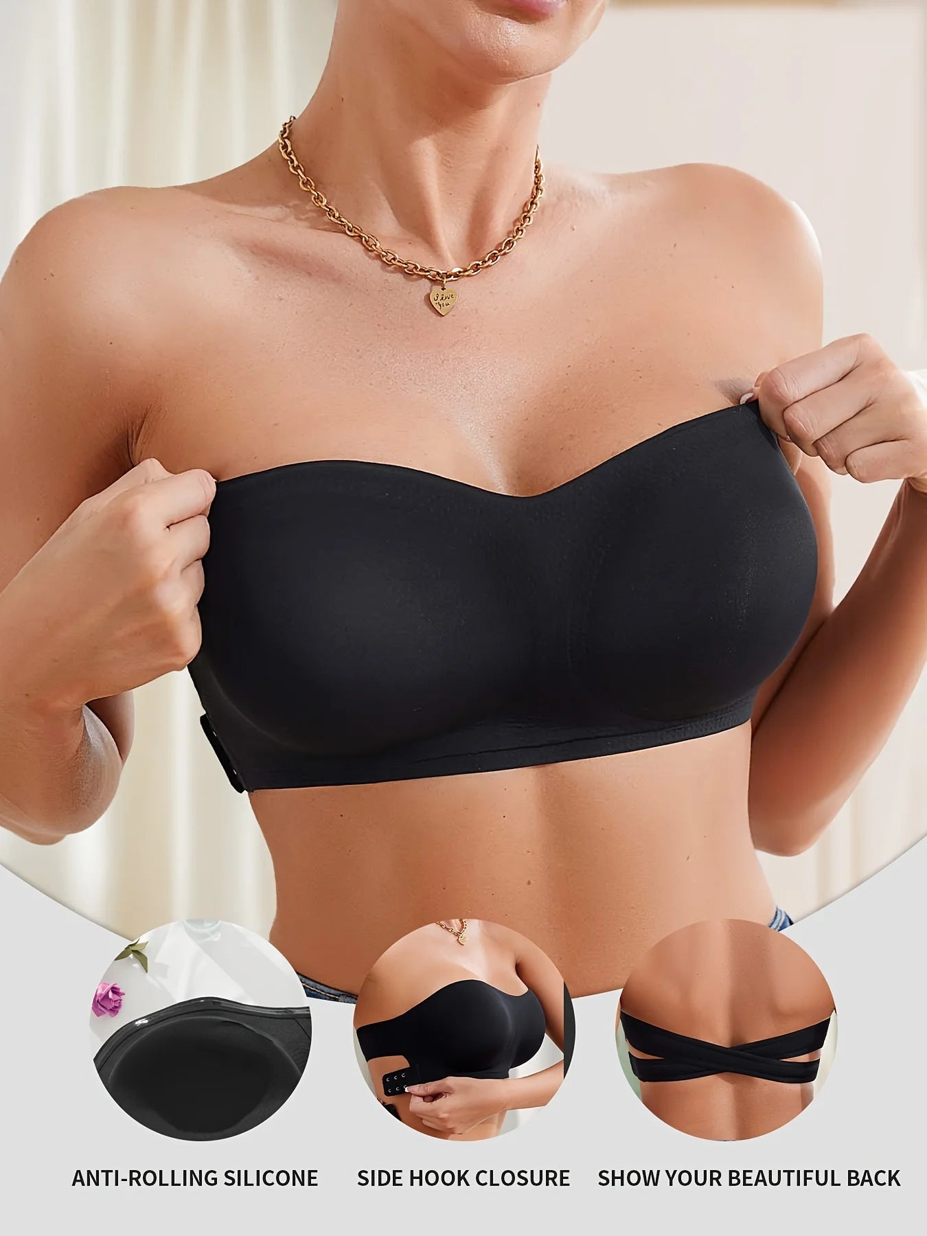 Women's Strapless Seamless Bra – Ice Silk Wire-Free Padded | Traceless Invisible Bra 1pc or 3-Pack