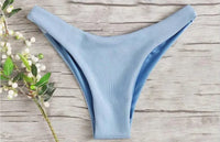 Braga de bikini brasileña – Parte de abajo de traje de baño liso de talle bajo para mujer