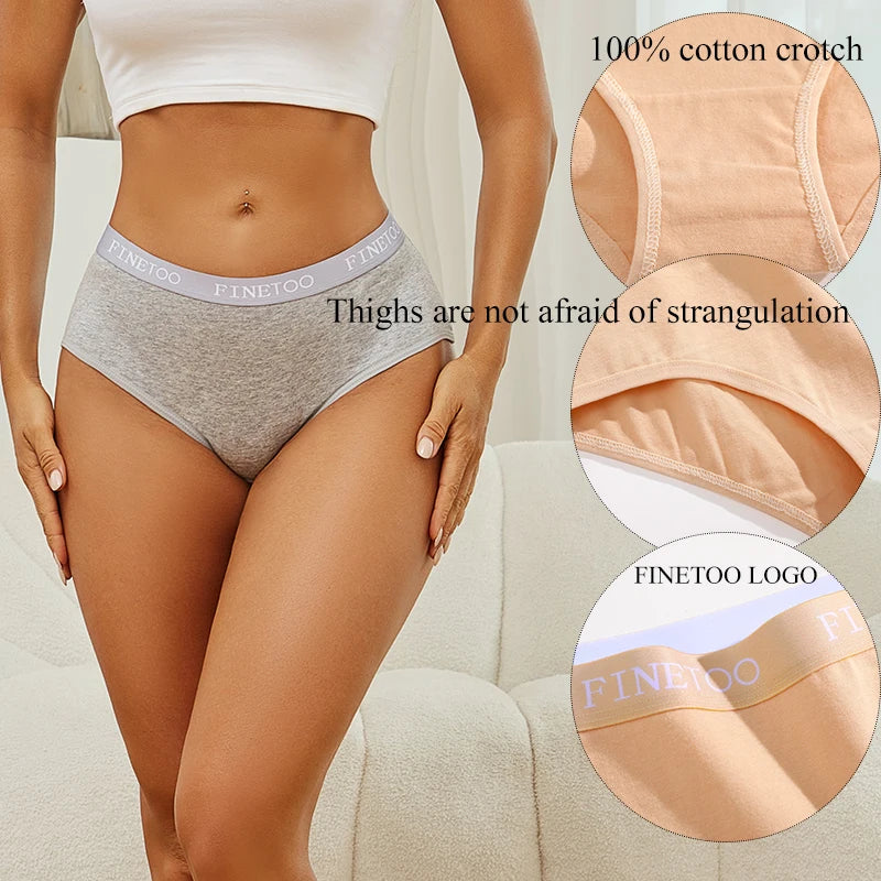 Panties Triangulares de Algodón FINETOO - Tiro Bajo con Realce de Cadera