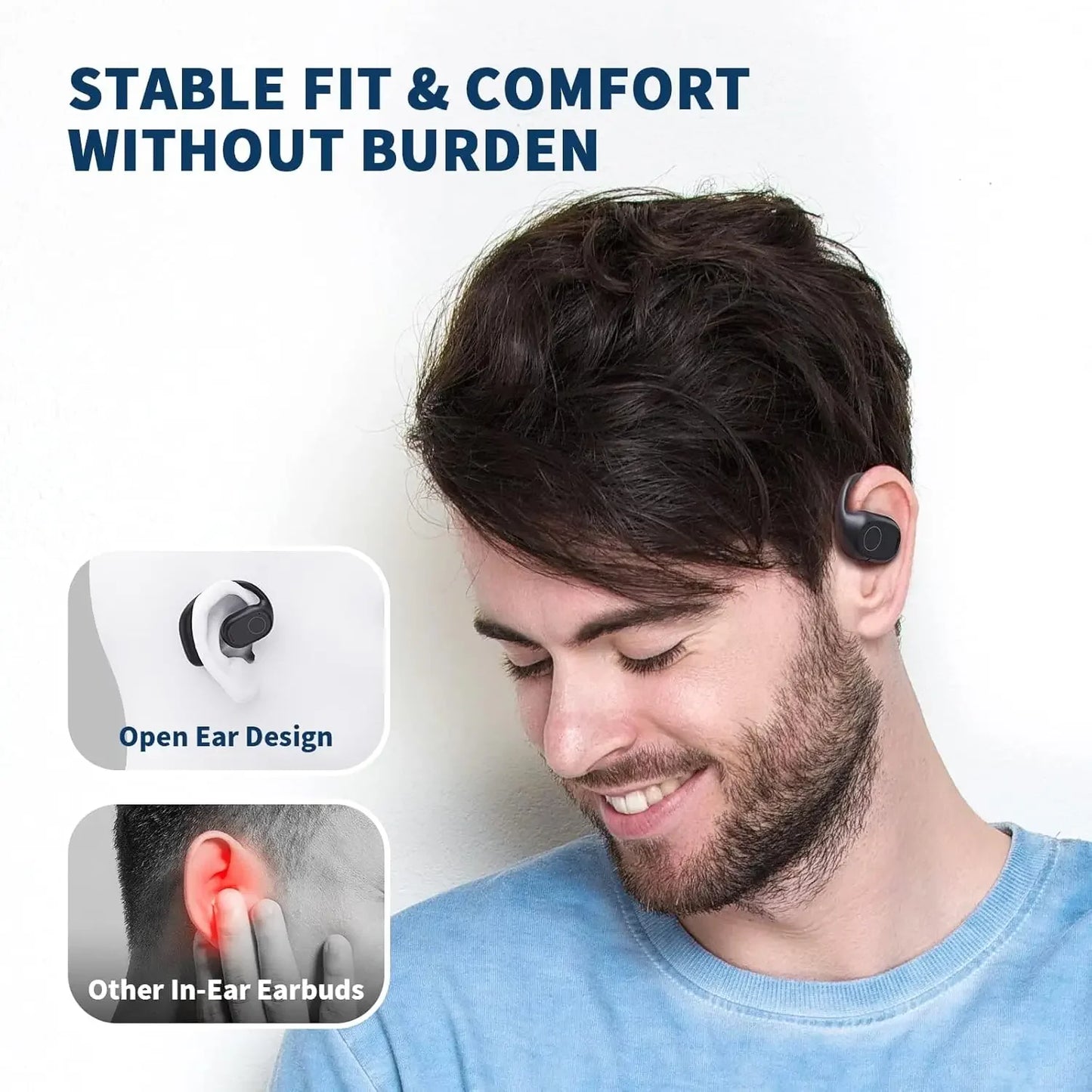 Open-Ear Wireless Earbuds – OWS Ear Hook Design, Digital Display, ANC & 40-Hour Battery for Sport & Travel