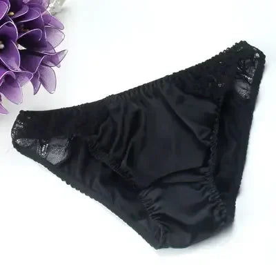 100% Mulberry Silk Panties – Lace G-String Underwear for Women | Breathable & Antibacterial (M–XXL)