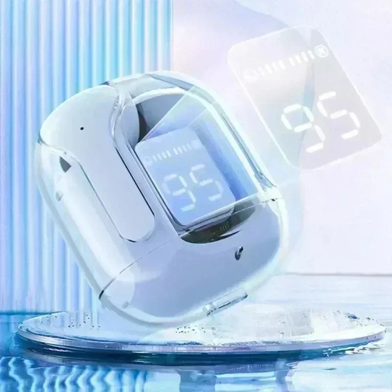 LS T6 ANC TWS Earphones | Bluetooth 5.3 Active Noise Cancelling 20H Battery Fast Charge LED Display Transparent Case