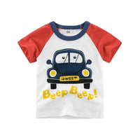 Boys Summer Cartoon Stripe T-Shirt | Short Sleeve Kids Tee Ages 2–9 Years