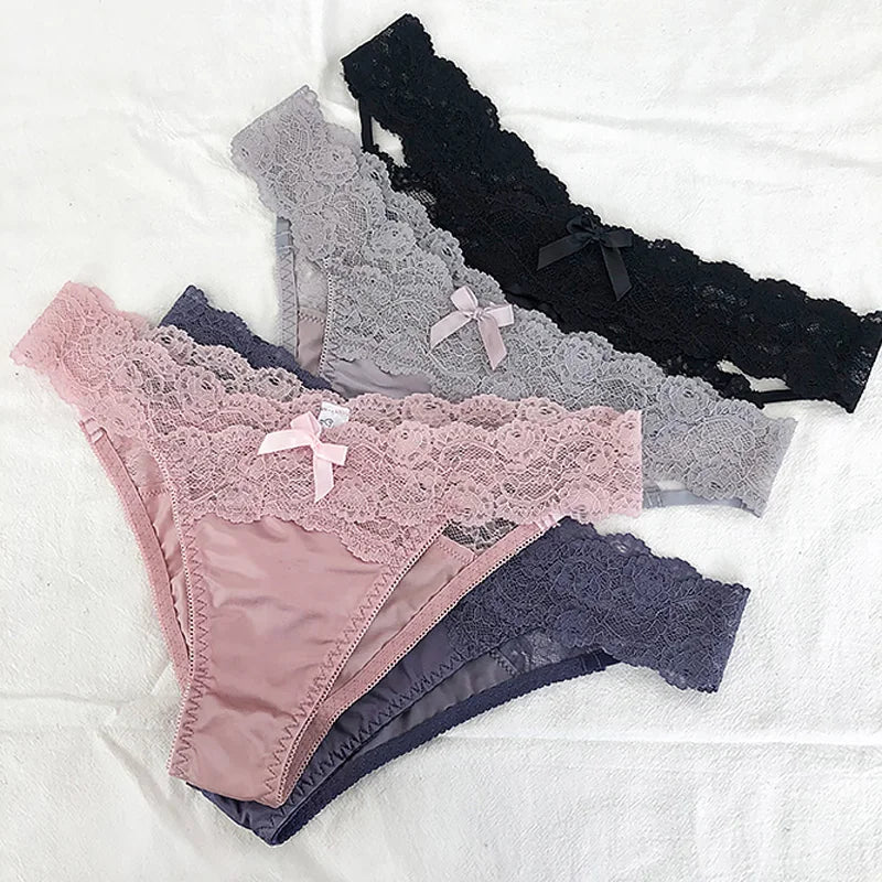 3-Pack Lace G-String Panties – Low-Rise, Breathable Hollow Lace | Women's Underwear Set