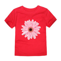 Girls 100% Cotton Flower Print T-Shirt | Sizes 2–14 Years | Pink & White