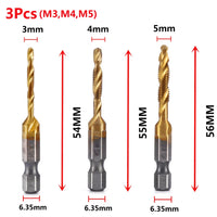 HSS Titanium Metric Tap Drill Bits Set | M3–M10 Thread Taps