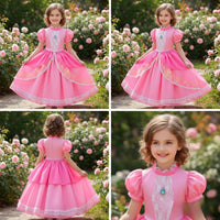 Lace Puff Sleeve Ball Gown – Elegant Princess Party Dress for Girls Ages 4–8