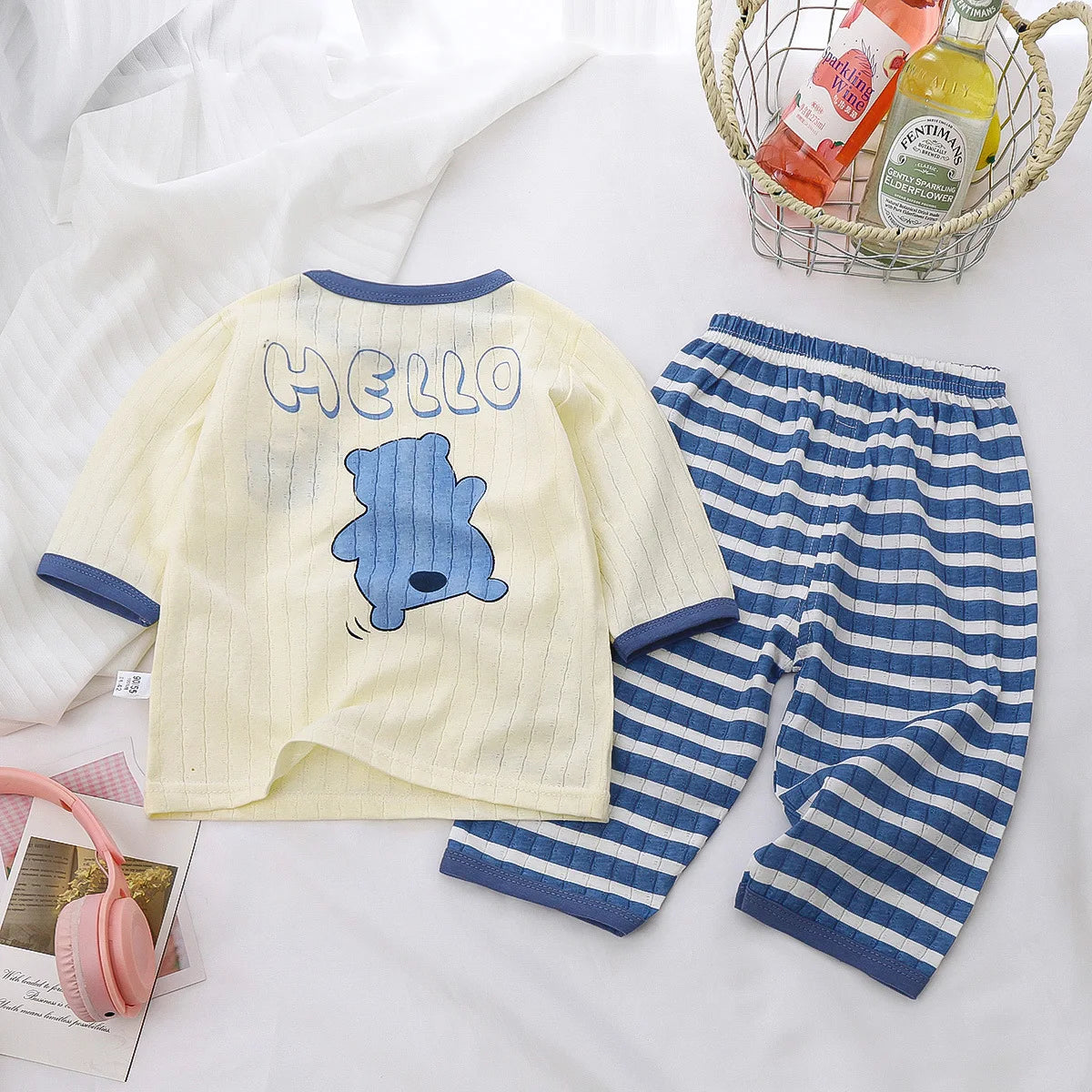 Kids Cotton Pajama Set - Cartoon Print Long Sleeve PJs | Ages 3-8Y
