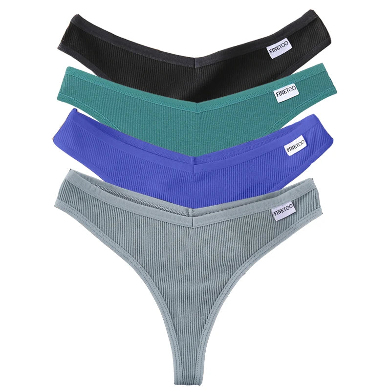Set de 4 Panties de Algodón Talle V - Tanga G-String FINETOO