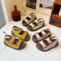 Kids Suede Strappy Sandals - Soft Barefoot Beach Shoes for Boys & Girls