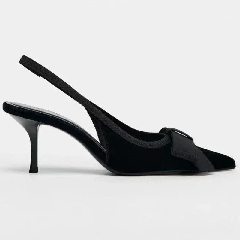 NEW Butterfly-knot Pointed Toe Brand Mules Pumps Women Fashion Elegant Slingbacks Dress Shoes Design Thin Heels Sandals Women