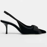 NEW Butterfly-knot Pointed Toe Brand Mules Pumps Women Fashion Elegant Slingbacks Dress Shoes Design Thin Heels Sandals Women